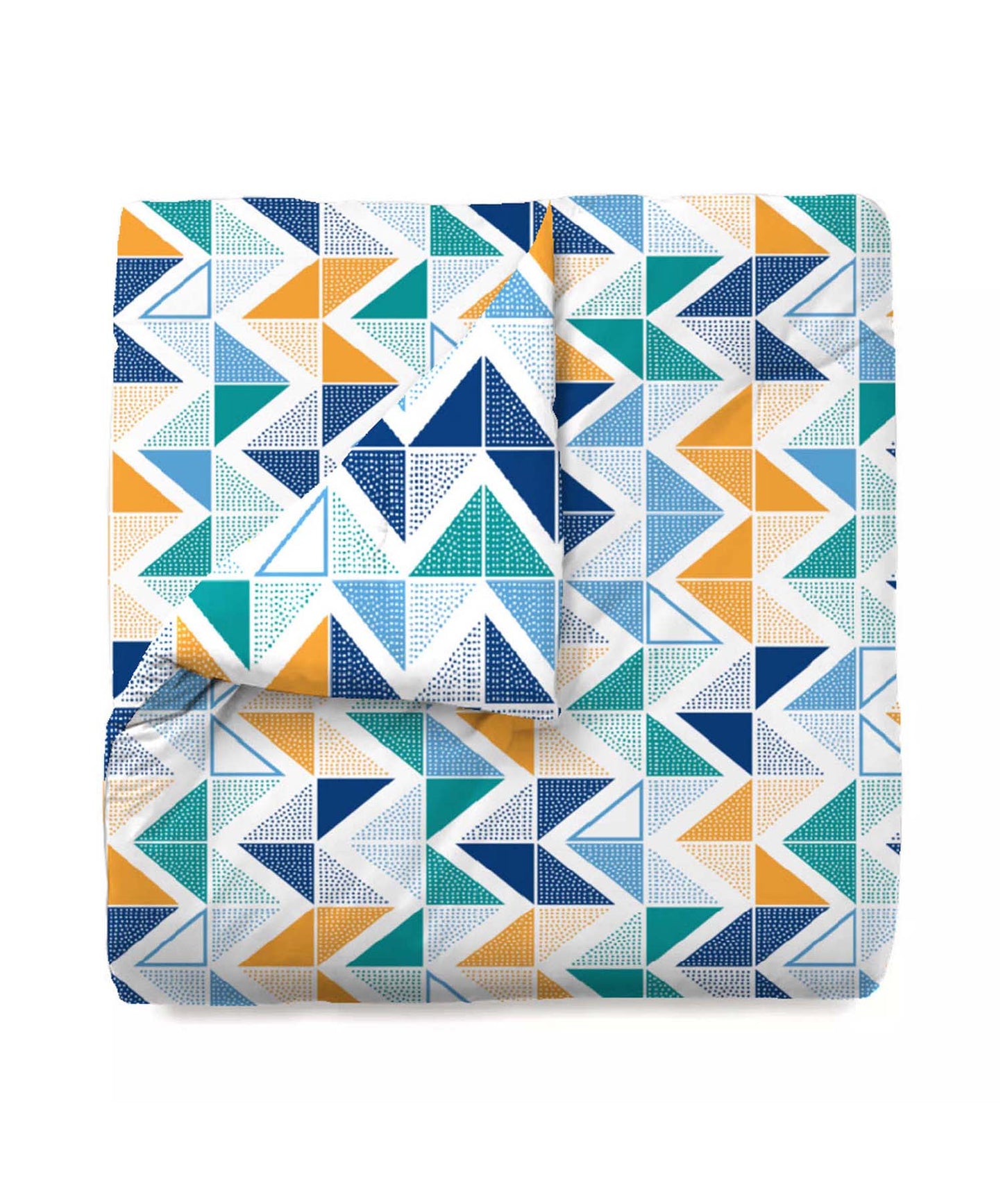 Urban Comfort Trippy Triangles Blue Single Comforter, 120GSM, 100% Cotton, Multicolor
