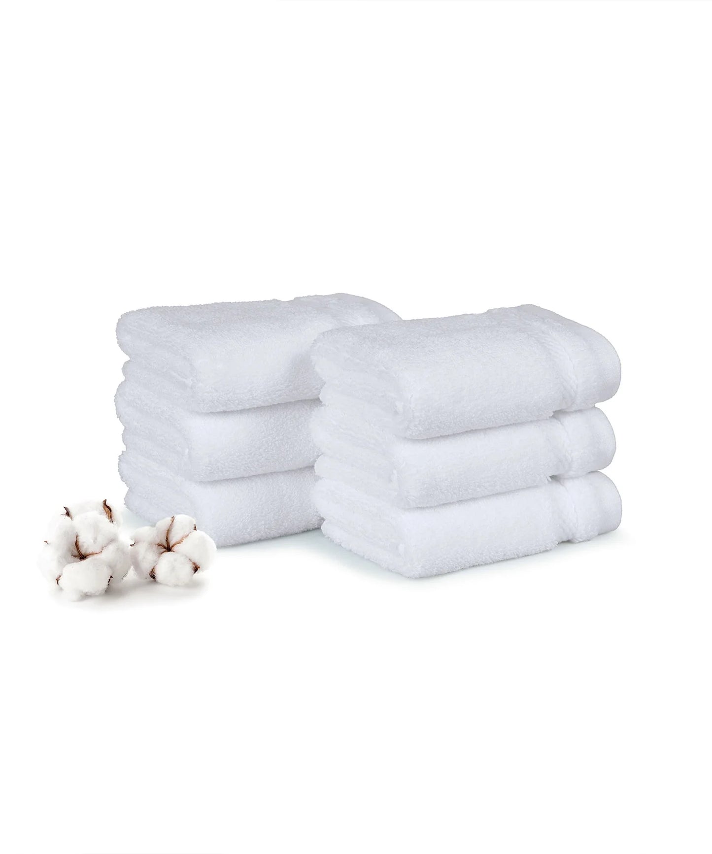 Luxury 6 Pc Face Towel set, 625 GSM, Antimicrobial, Premium Cotton, Delica White