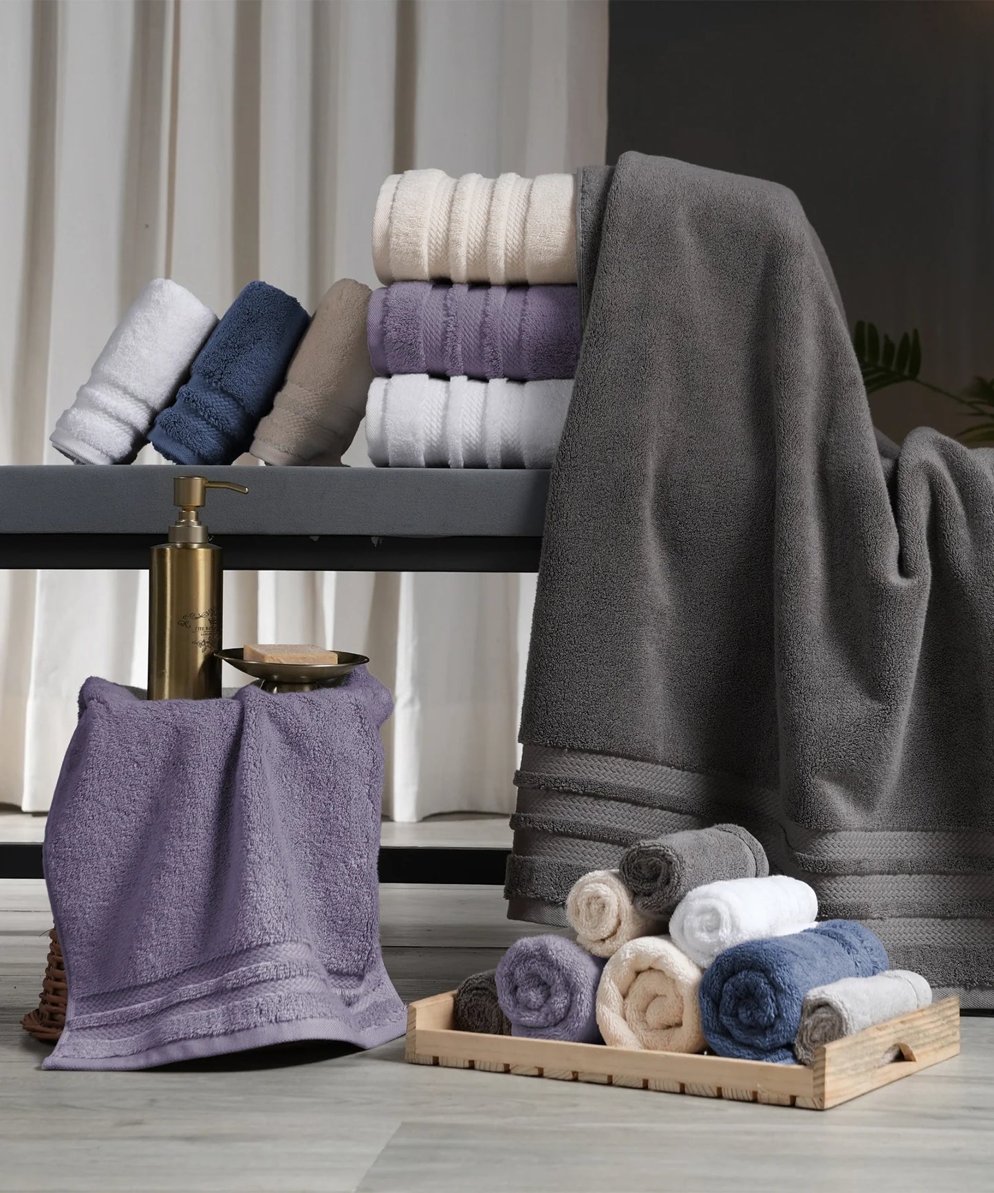 Luxury 6 Pc Face Towel set, 625 GSM, Antimicrobial, Premium Cotton, Grey
