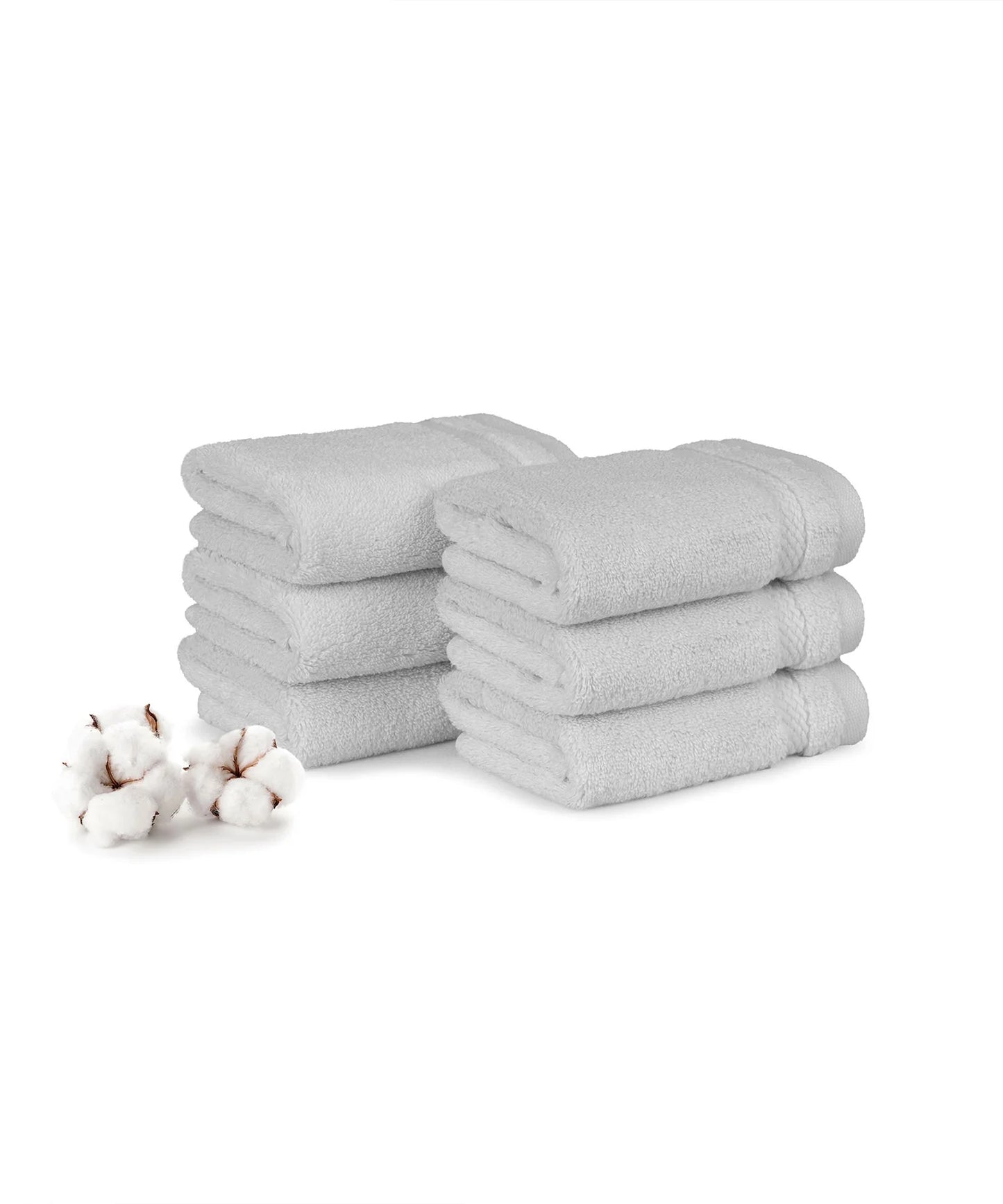 Luxury 6 Pc Face Towel set, 625 GSM, Antimicrobial, Premium Cotton, Grey