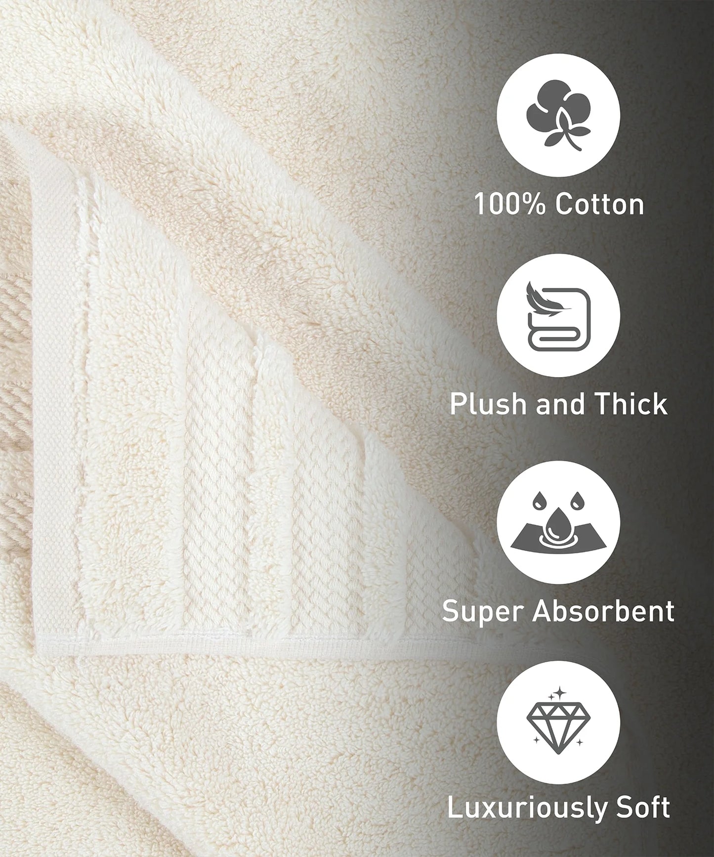 Luxury 6 Pc Face Towel set, 625 GSM, Antimicrobial, Premium Cotton, Linen