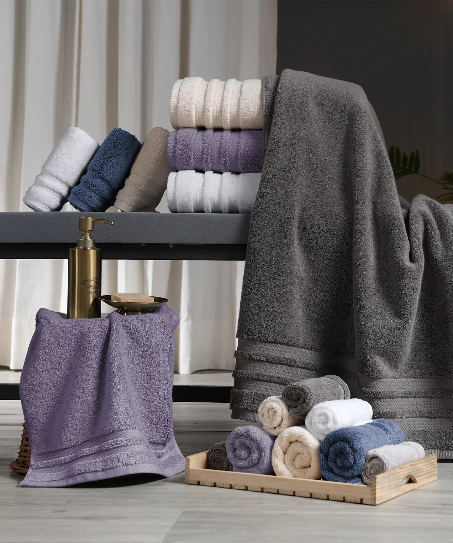 Luxury 6 Pc Face Towel set, 625 GSM, Antimicrobial, Premium Cotton, Linen
