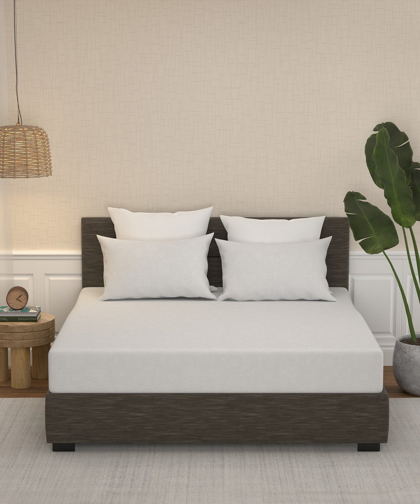 Home Essential Pastel Poetry King Bedsheet With 2 Pillow Cover, 100% Cotton, 144 TC, Coco