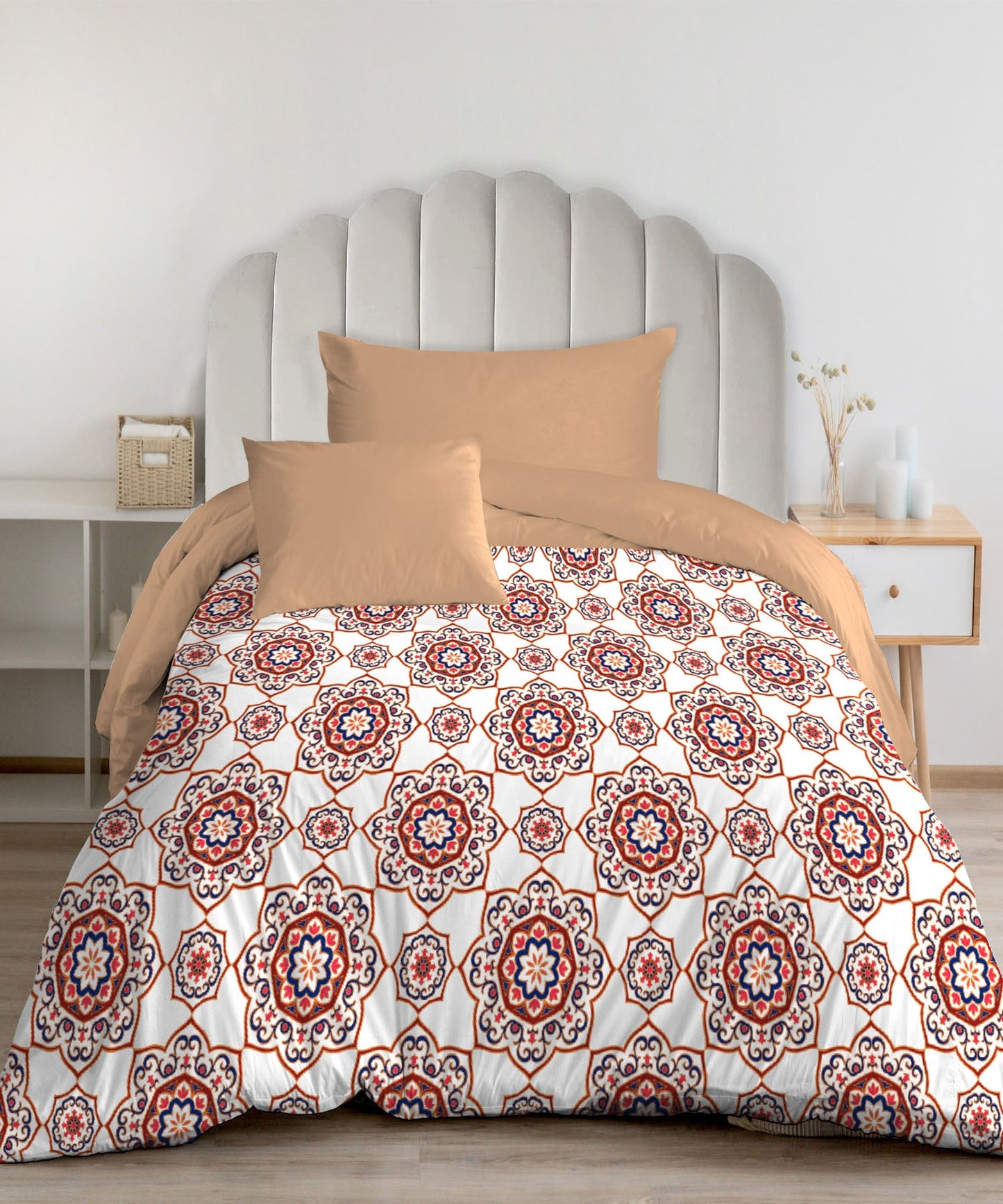 Urban Comfort Majestic Mandala Red Single Comforter, 120GSM, 100% Cotton, Multicolor
