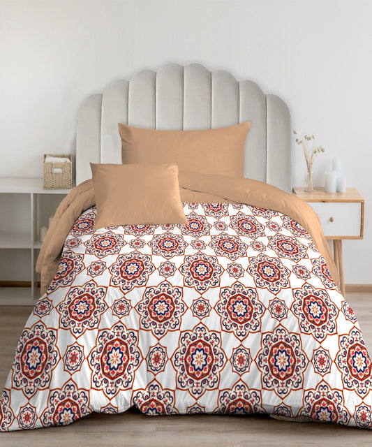 Urban Comfort Majestic Mandala Red Single Comforter, 120GSM, 100% Cotton, Multicolor
