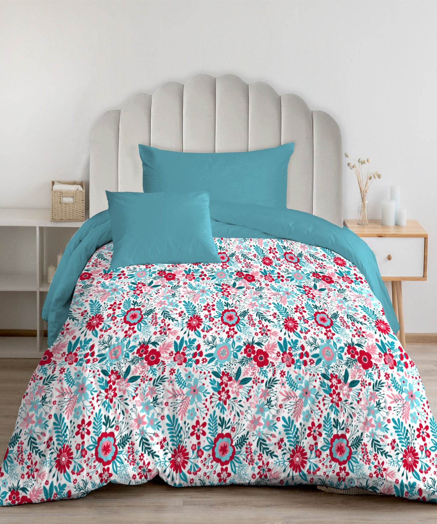 Urban Comfort Gardenia Blooms Pink Single Comforter, 120GSM, 100% Cotton, Multicolor