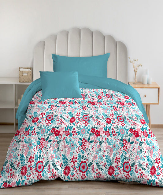 Urban Comfort Gardenia Blooms Pink Single Comforter, 120GSM, 100% Cotton, Multicolor