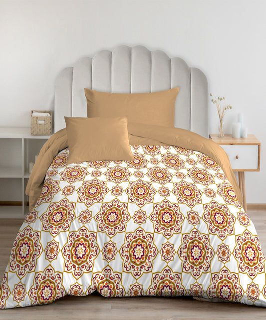 Urban Comfort Majestic Mandala Yellow Single Comforter, 120GSM, 100% Cotton, Multicolor