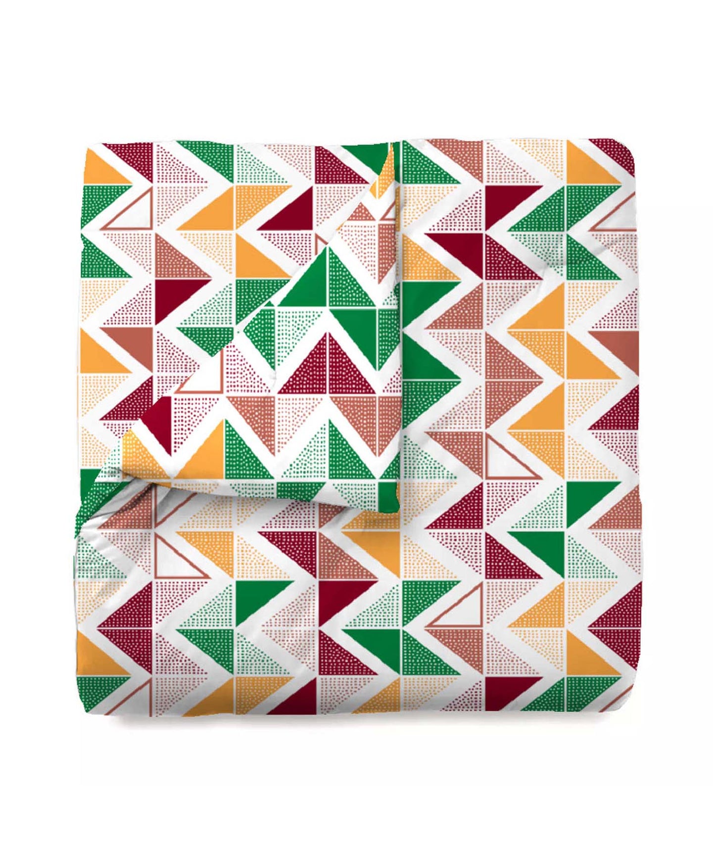Urban Comfort Trippy Triangles Red Single Comforter, 120GSM, 100% Cotton, Multicolor