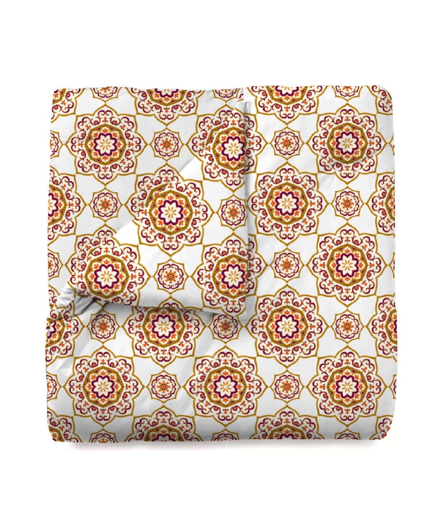 Urban Comfort Majestic Mandala Yellow Single Comforter, 120GSM, 100% Cotton, Multicolor