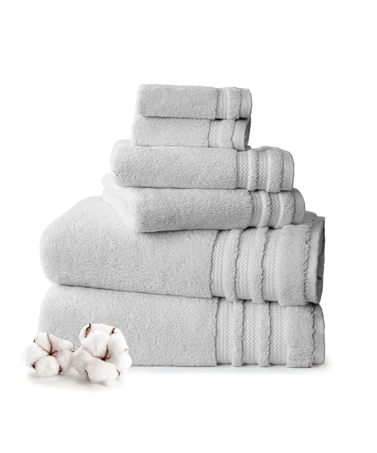 Luxury 6 Pc Towel set, 625 GSM, Antimicrobial, Premium Cotton, Grey