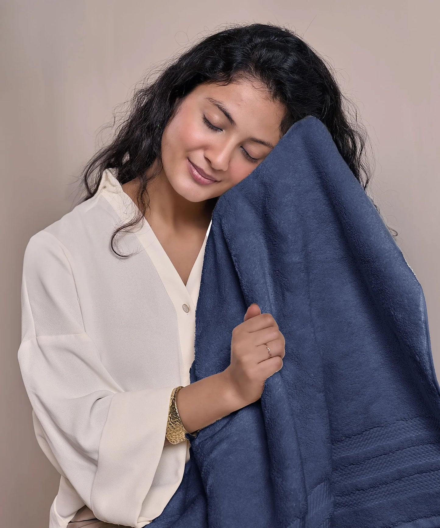 Luxury 6 Pc Towel set, 625 GSM, Antimicrobial, Premium Cotton, Navy