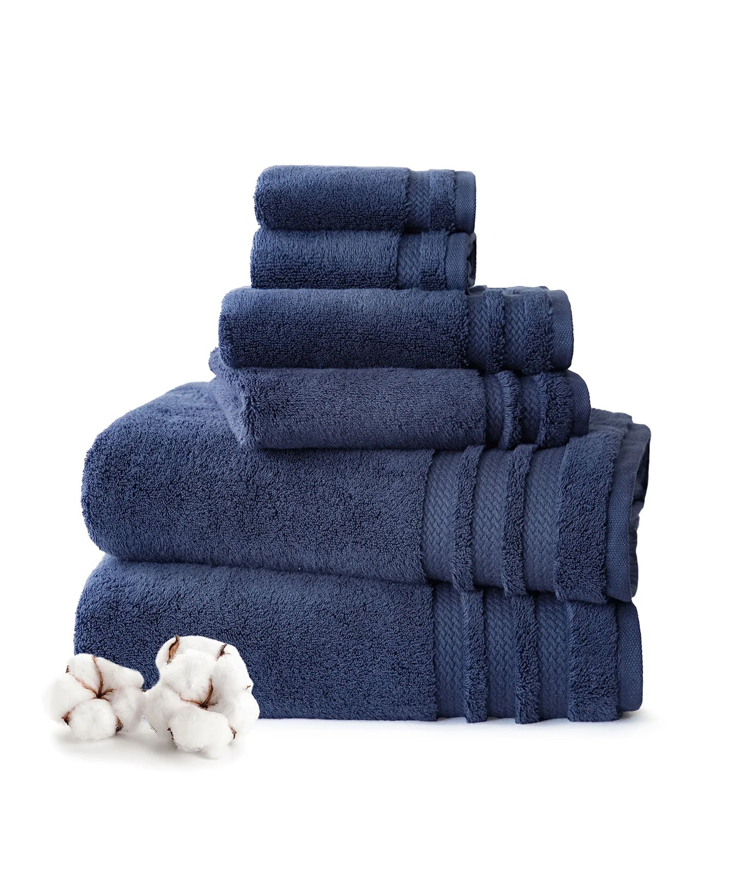Luxury 6 Pc Towel set, 625 GSM, Antimicrobial, Premium Cotton, Navy