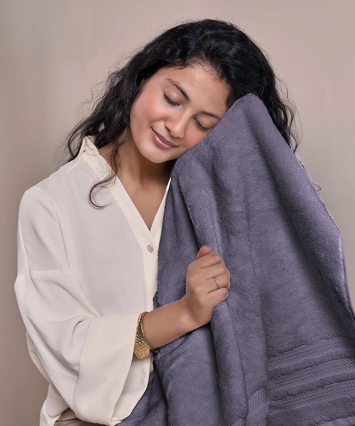 Luxury 6 Pc Towel set, 625 GSM, Antimicrobial, Premium Cotton, Purple