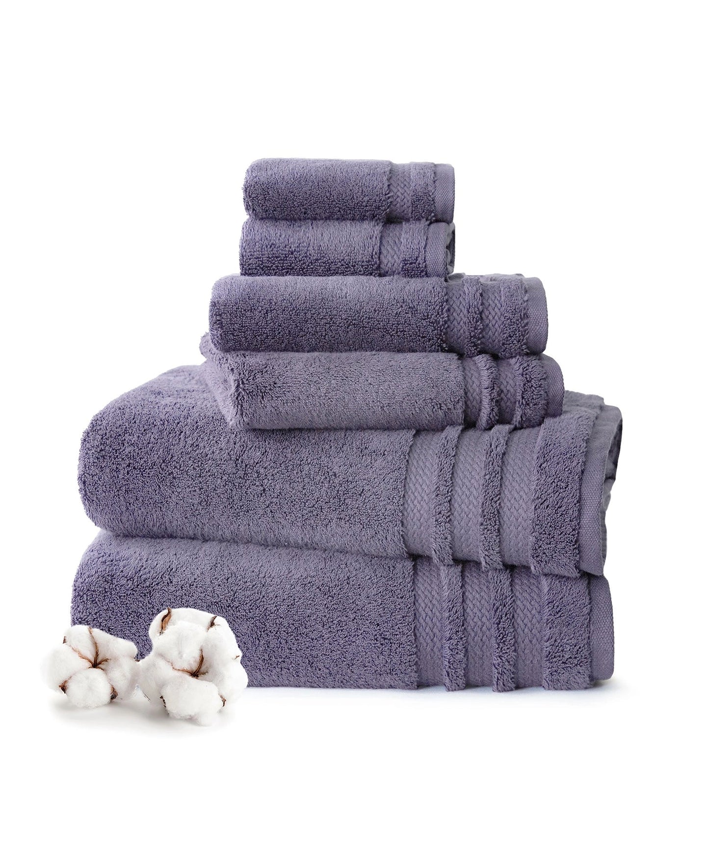 Luxury 6 Pc Towel set, 625 GSM, Antimicrobial, Premium Cotton, Purple