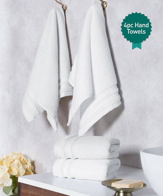 Luxury 4 Piece Hand Towels, 625 Gsm,White
