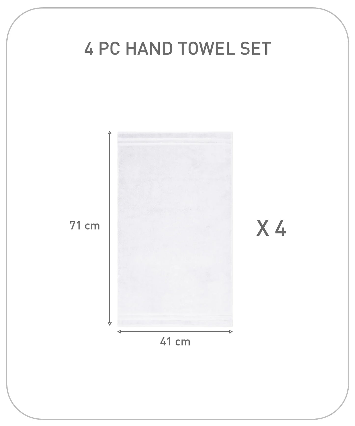 Luxury 4 Piece Hand Towels, 625 Gsm,White