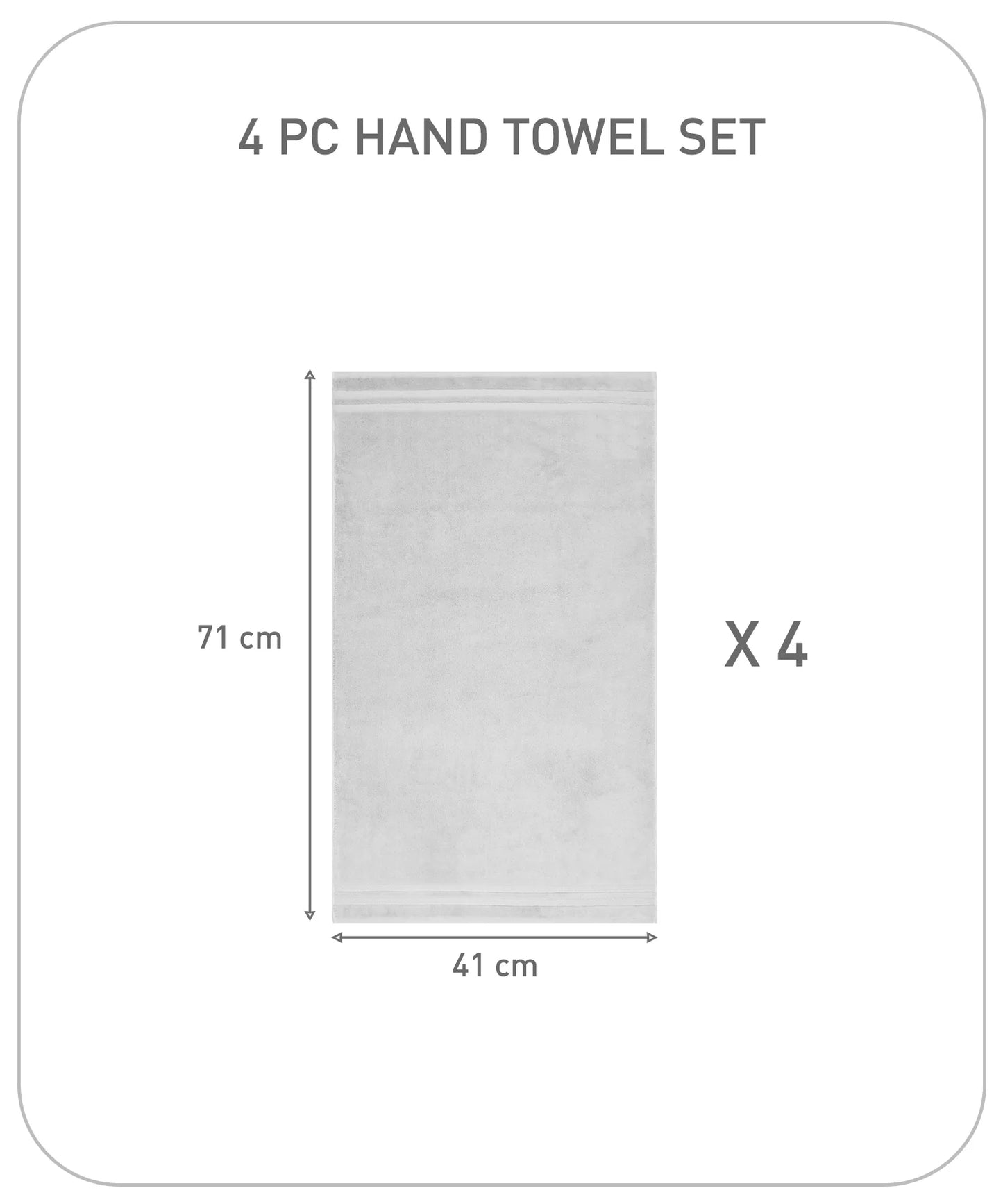 Luxury 4 Piece Hand Towels, 625 Gsm,Grey