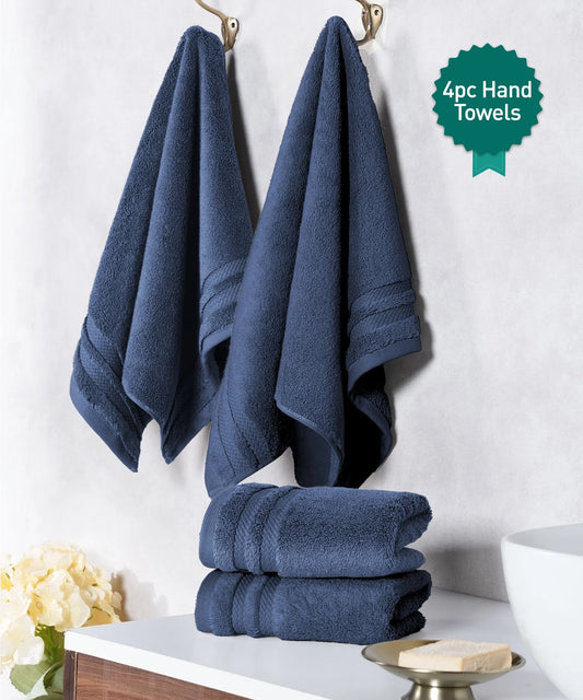 Luxury 4 Piece Hand Towels, 625 Gsm,Navy