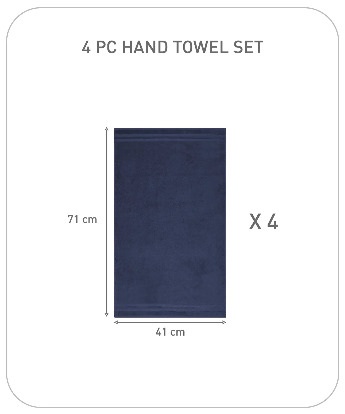 Luxury 4 Piece Hand Towels, 625 Gsm,Navy