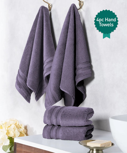 Luxury 4 Piece Hand Towels, 625 Gsm, Purple Ash