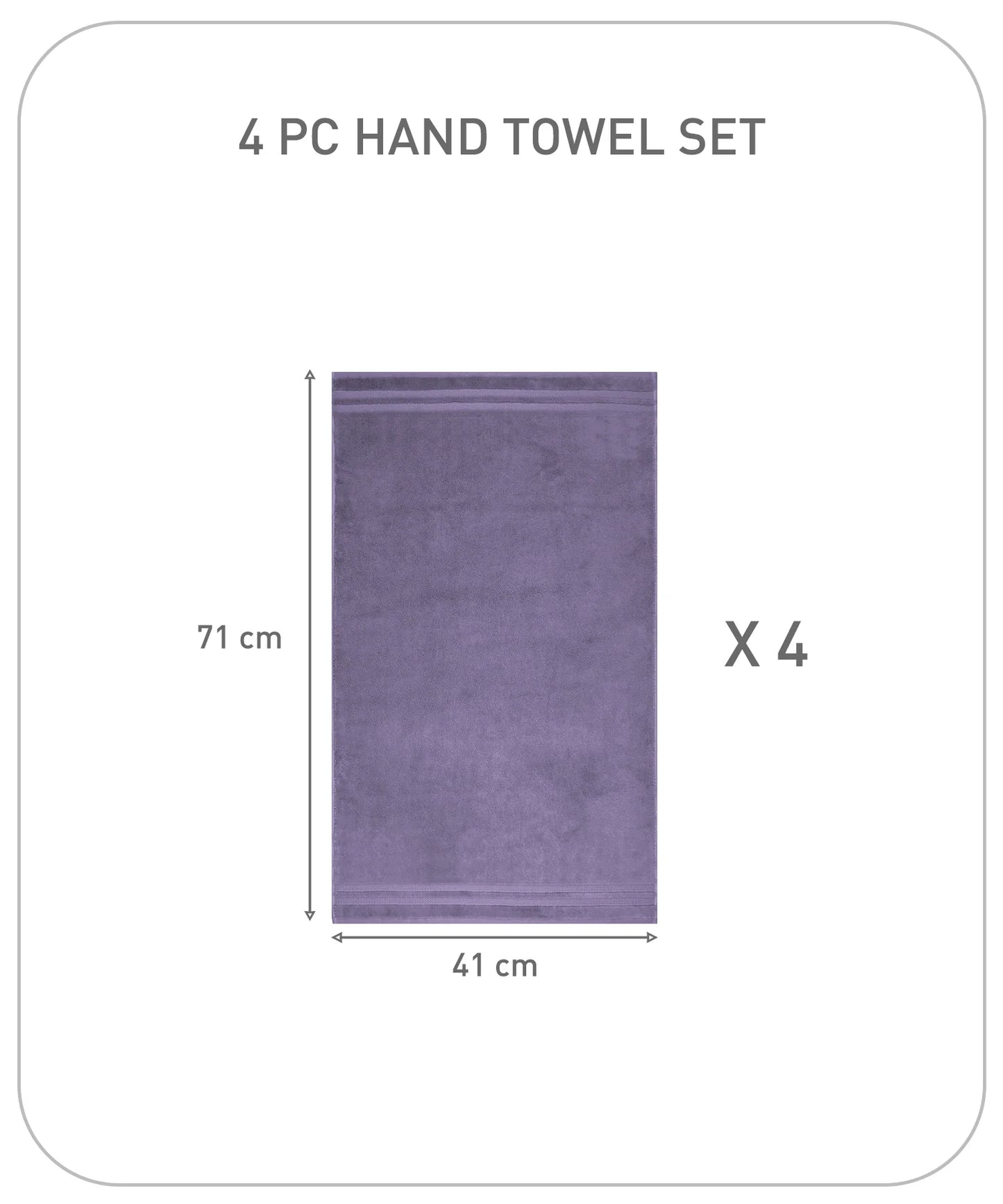 Luxury 4 Piece Hand Towels, 625 Gsm, Purple Ash