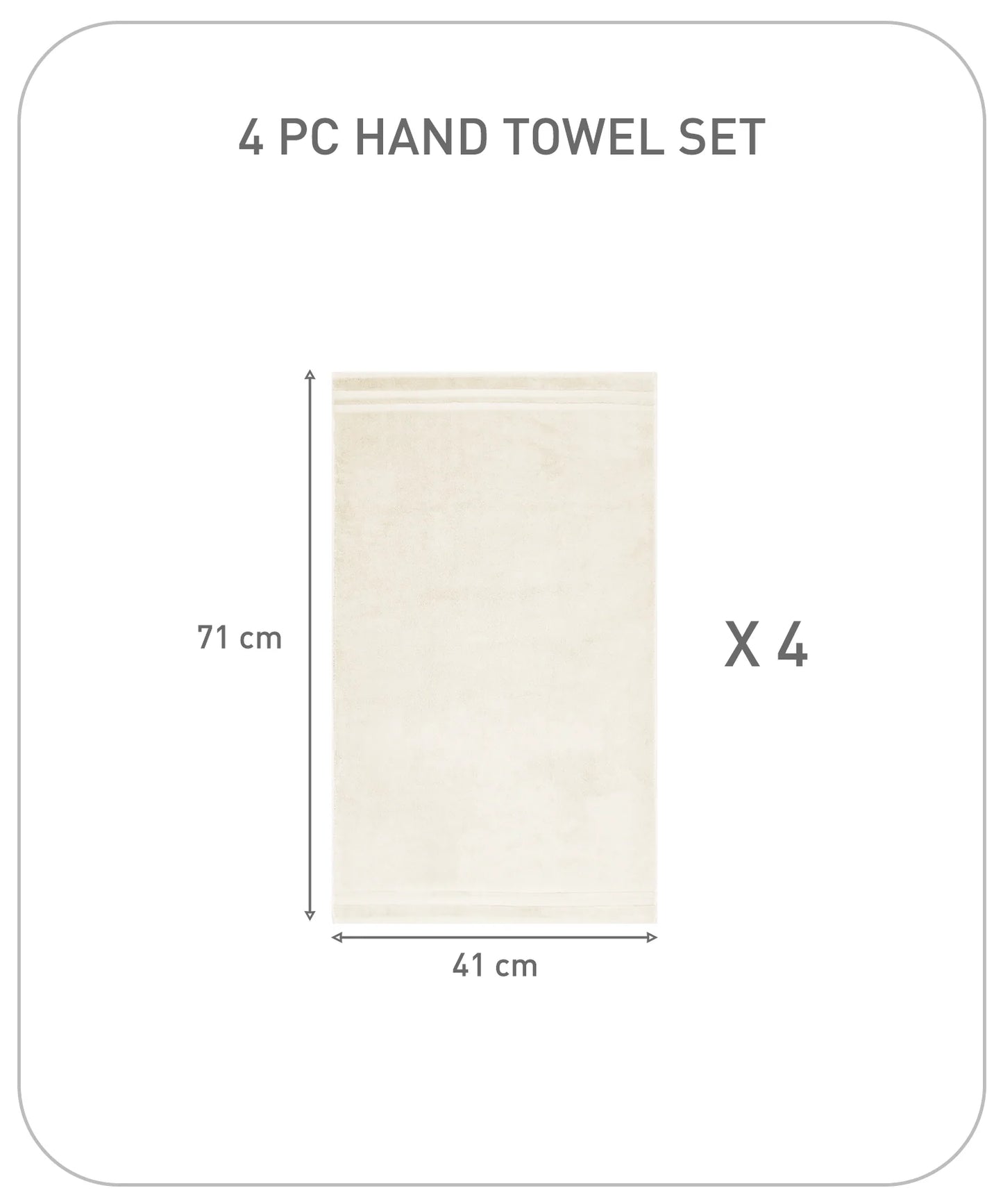 Luxury 4 Piece Hand Towels, 625 Gsm,Linen